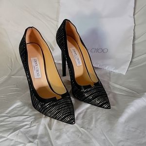 Jimmy choo navy gold tweed European size 40 us size 9 high heel pump